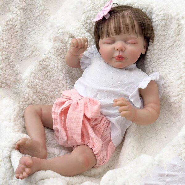 Lonian Reborn Baby Neugeborene Puppe 48CM Realistisch aus Silikon und Stoff für Kinder