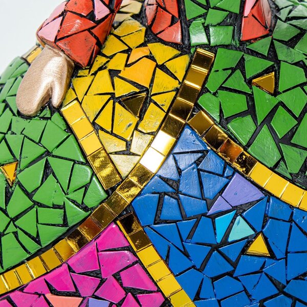 DRW Statua Menina Mosaico in Resina Multicolore 13x18x24 cm Decorativa