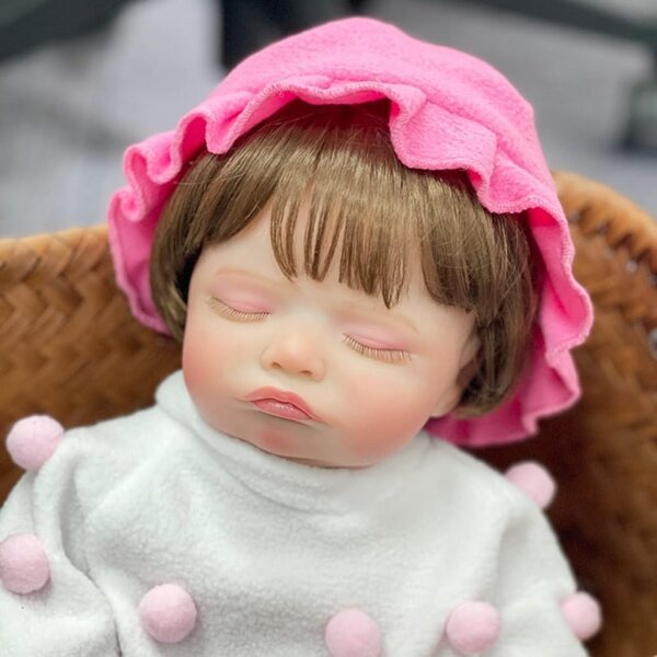 Lonian 45 cm realistische Neugeborenenpuppe aus Silikon und Stoff, mit Zubehör