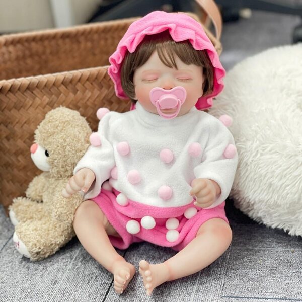 Lonian bambola neonato 45 cm realistica in silicone e stoffa, con accessori