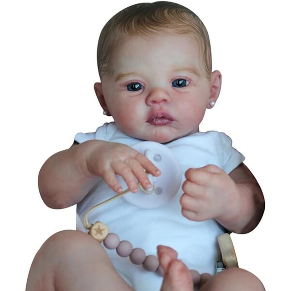 Lonian Pupa Reborn Neonato 48 cm in Silicone, Corpo Morbido, Set Completo Bambini 3+