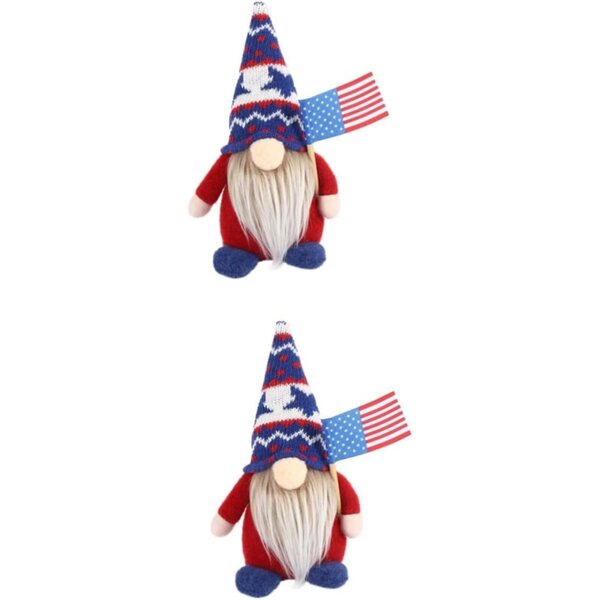 Set 2 Pupazzi Decorativi Viso Assente Bandiera Americana per Casa e Ufficio