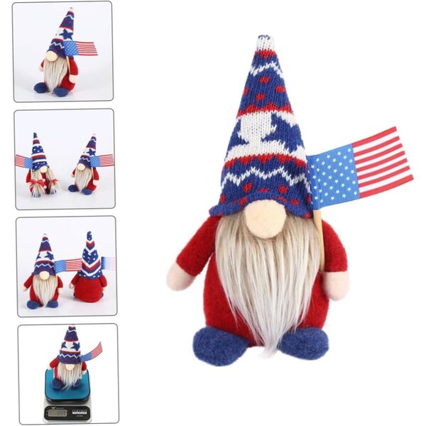 Set mit 2 dekorativen Puppen mit amerikanischer Flagge ohne Gesicht für Zuhause und Büro
