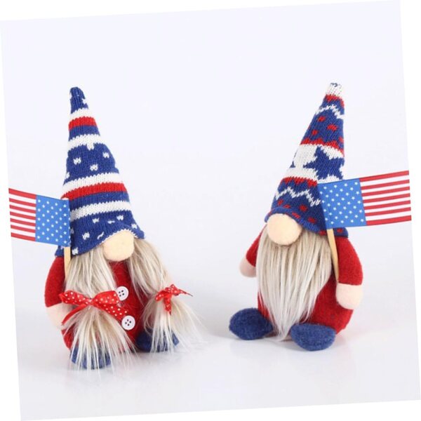 Set mit 2 dekorativen Puppen mit amerikanischer Flagge ohne Gesicht für Zuhause und Büro