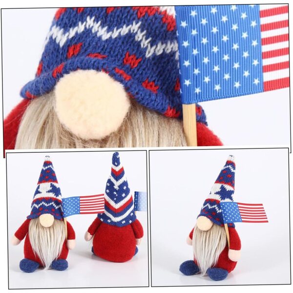 Set mit 2 dekorativen Puppen mit amerikanischer Flagge ohne Gesicht für Zuhause und Büro