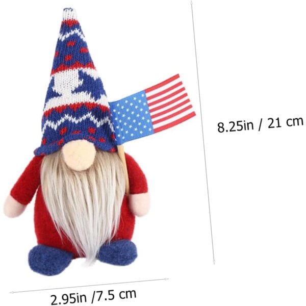 Set mit 2 dekorativen Puppen mit amerikanischer Flagge ohne Gesicht für Zuhause und Büro