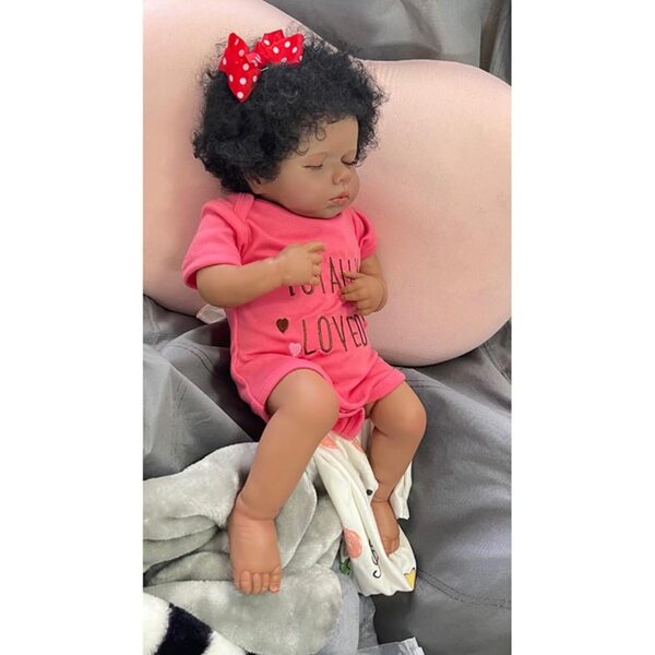 Lonian Bambola Neonato 49 cm con Corpo Morbido e Pelle Scura Realistica Artigianale