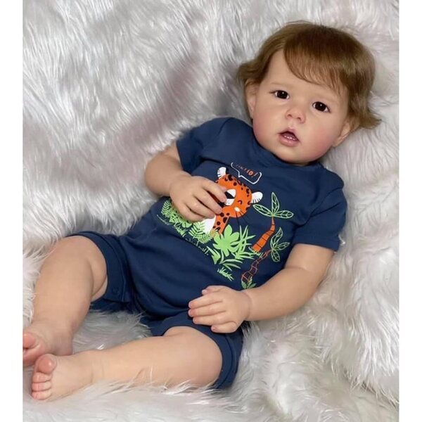Lonian Reborn Dolls 50 cm Baby realistica con corpo morbido, occhi marroni e accessori