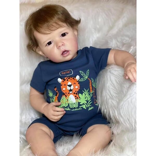 Lonian Reborn Dolls 50 cm Baby realistica con corpo morbido, occhi marroni e accessori