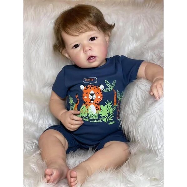 Lonian Reborn Dolls 50 cm Baby realistica con corpo morbido, occhi marroni e accessori