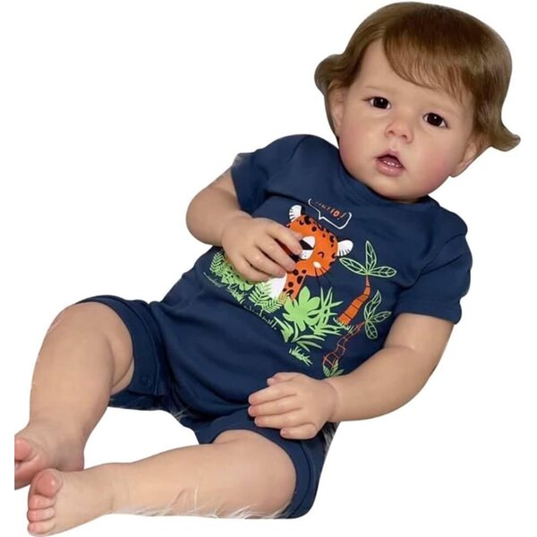 Lonian Reborn Dolls 50 cm Baby realistica con corpo morbido, occhi marroni e accessori