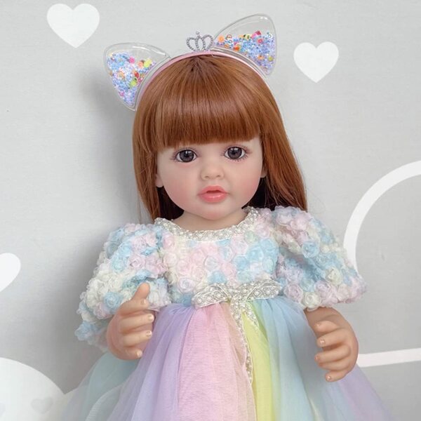 Lonian Pupa Reborn in Silicone Vinile 55 cm con capelli e occhi blu per bambine
