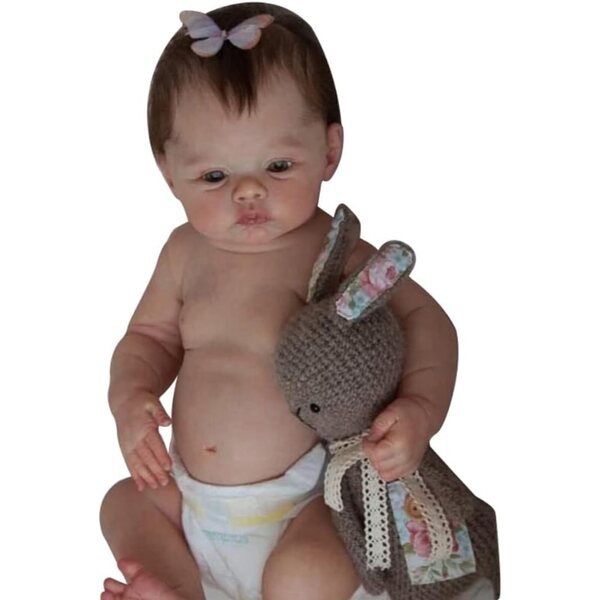 Lonian Reborn Bambola Silicone 49cm Bambina Fatto a Mano con Occhi Blu Senza Vestiti