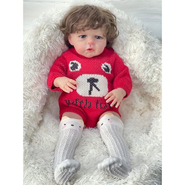Lonian Reborn pop 60 cm met handgeworteld haar en zacht lichaam
