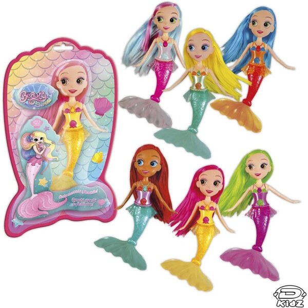 D-KIDZ Beauty Mermaids – Set mit 6 wunderschönen Meerjungfrauen mit weichen Schwänzen und langen Haaren
