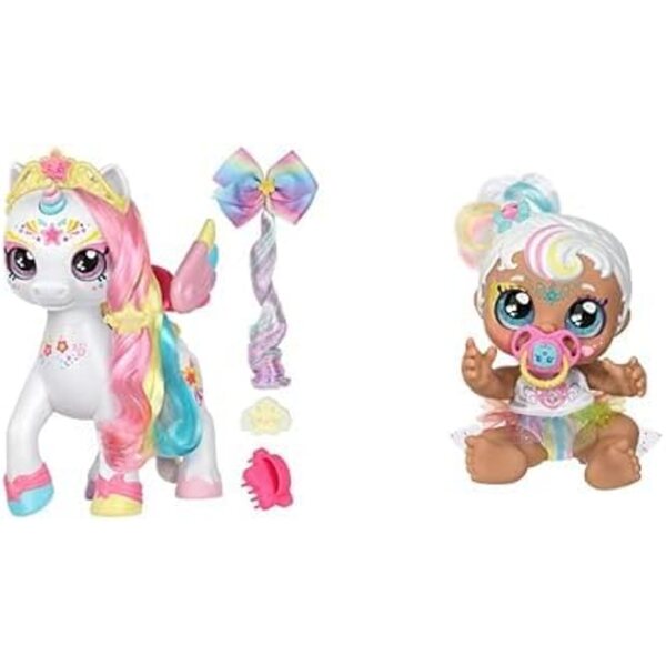 Kindi Kids Einhorn Rainbow Star und Babyschwester Mini Mello mit Magie und Zubehör
