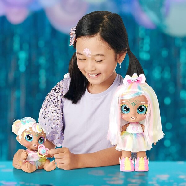Kindi Kids Einhorn Rainbow Star und Babyschwester Mini Mello mit Magie und Zubehör