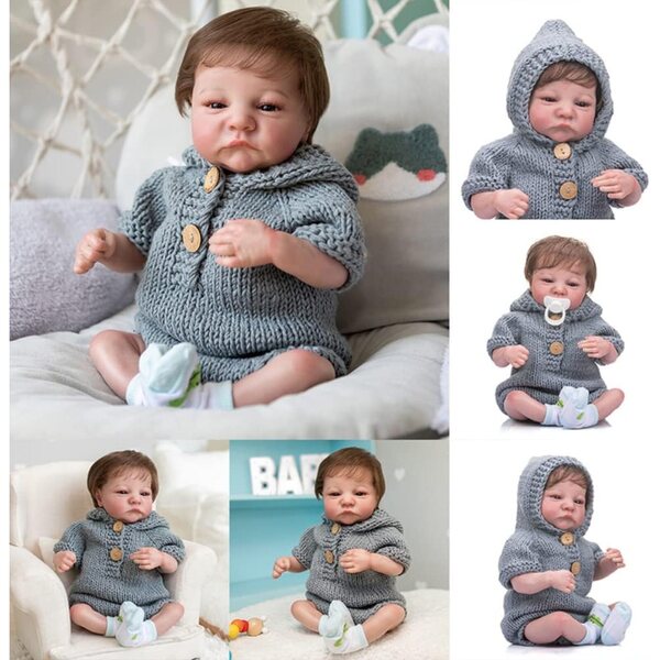 Lonian Poupée Reborn Neugeborenes 48 cm mit sichtbaren Gefäßen und realistischer Kleidung