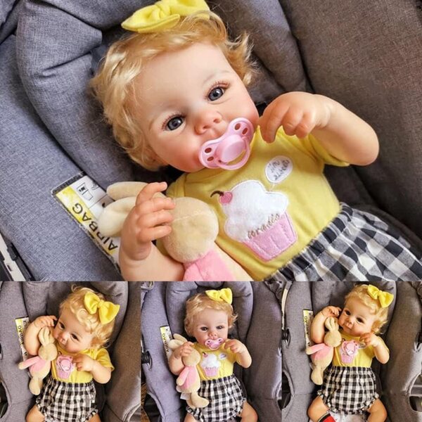 Lonian Poupée Reborn 48 cm großes Babymädchen mit weichem Körper und realistischen blauen Augen