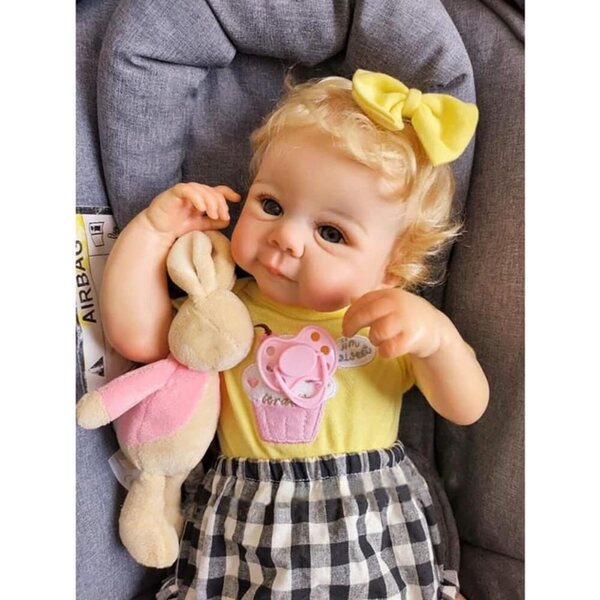 Lonian Poupée Reborn 48 cm großes Babymädchen mit weichem Körper und realistischen blauen Augen