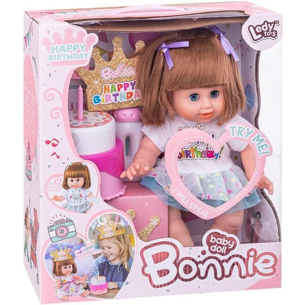 Bonnie Happy Birthday Puppe 35 cm, 2 farbige Modelle für Kinder