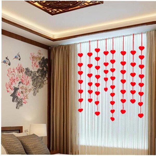 Girlanda Cuori Rossi in Feltro per San Valentino Decorazione Riutilizzabile 160 Cuori