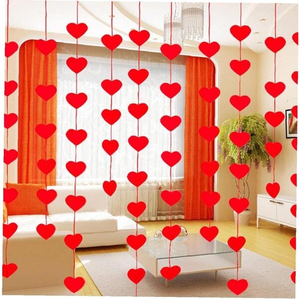 Girlanda Cuori Rossi in Feltro per San Valentino Decorazione Riutilizzabile 160 Cuori