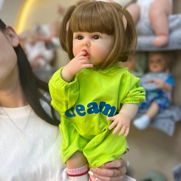 Lonian Reborn Silikonpuppe für Mädchen 55 cm mit Zubehör und Kleidung