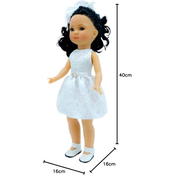 Bambola Folk Artesanía Simona 40 cm in Vinile di Alta Qualità con Abbigliamento