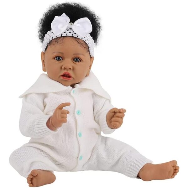 Lonian Bebe Reborn-Puppe, realistischer Silikonkörper, 58 cm, Afroamerikaner