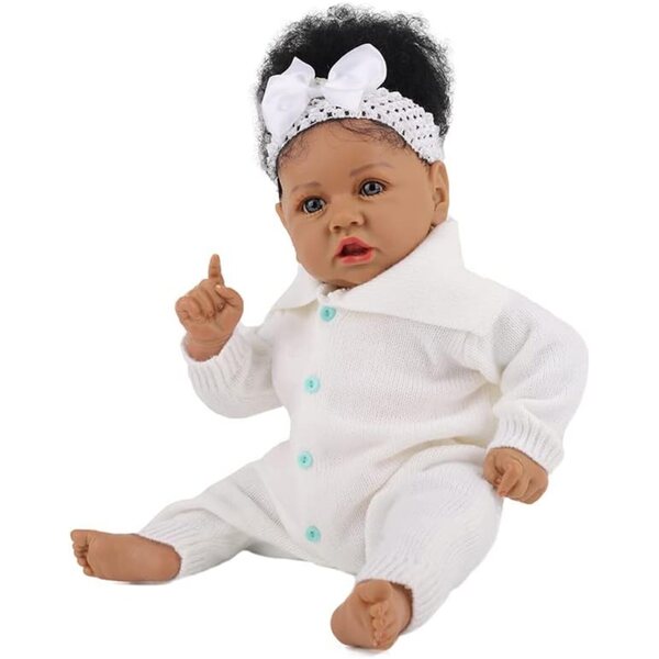 Lonian Bebe Reborn-Puppe, realistischer Silikonkörper, 58 cm, Afroamerikaner