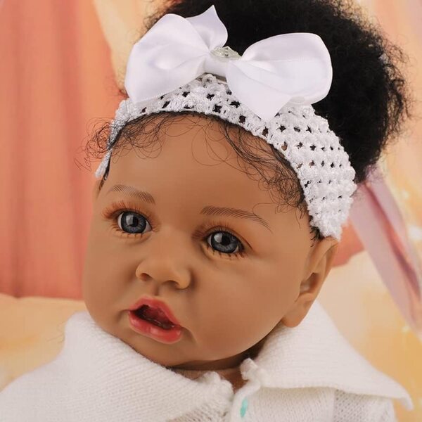 Lonian Bebe Reborn-Puppe, realistischer Silikonkörper, 58 cm, Afroamerikaner