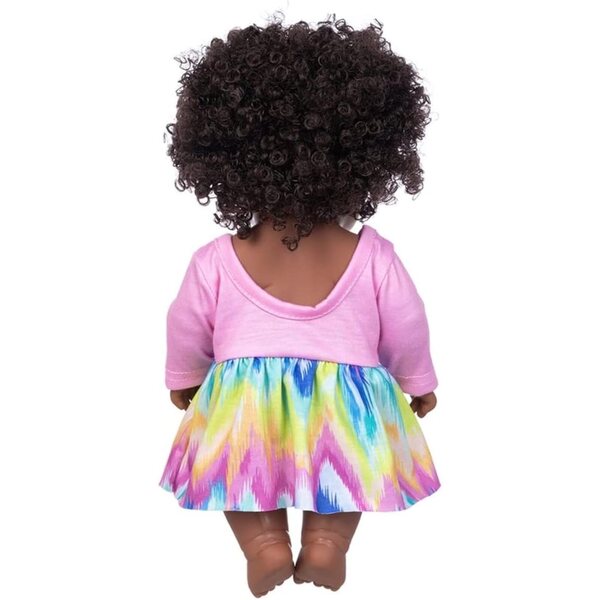 Lonian Afrikanische Puppe 30 cm aus realistischem weichem Vinyl mit Kleid