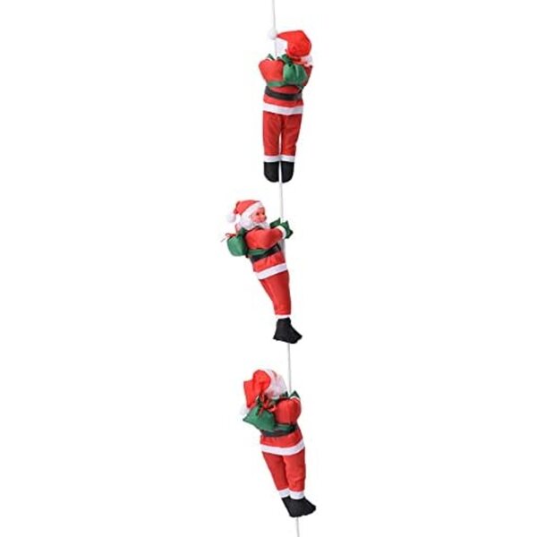 Babbo Natale che Arrampica 30 cm - Decorazione Natalizia in Peluche per Albero