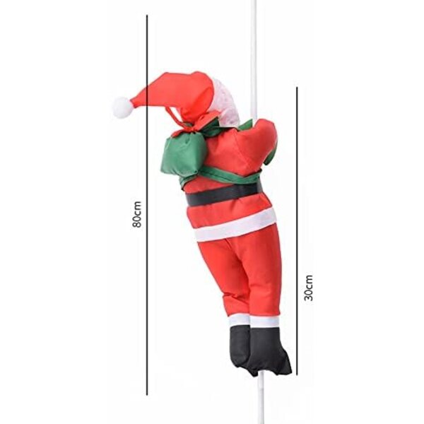 Babbo Natale Scala Decorazione Natalizia 30 cm in Panno Morbido con Corda