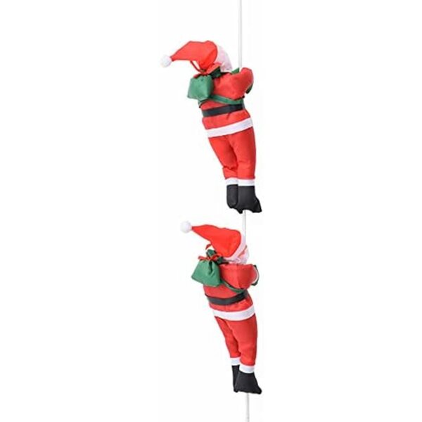 Babbo Natale Arrampicatore 30 cm Decorazione Natalizia in Panno, con Corda Doppia