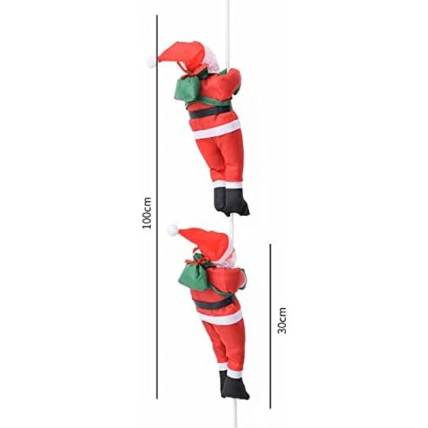 Babbo Natale Arrampicatore 30 cm Decorazione Natalizia in Panno, con Corda Doppia