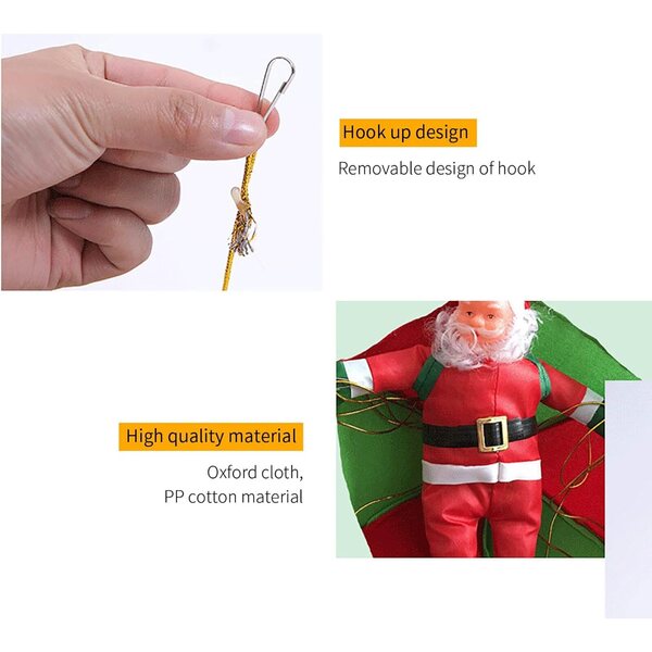 Pupazzo Babbo Natale con Paracadute 30 cm - Decorazione Natalizia Creativa MARMODAY