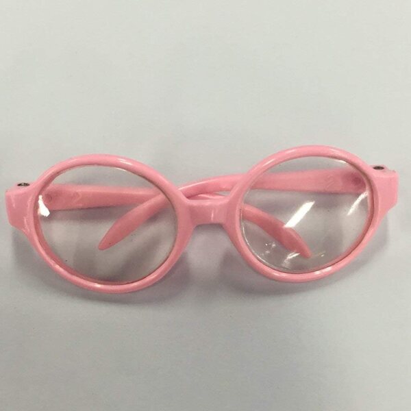 Rosa runde Brille für 46-cm-Puppen – elegantes Kunststoffaccessoire