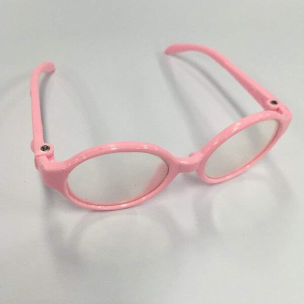 Rosa runde Brille für 46-cm-Puppen – elegantes Kunststoffaccessoire