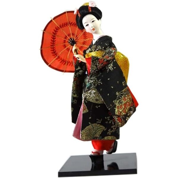 Japanische Geisha-Puppe aus Gips und Seide, 30 cm – elegante traditionelle Dekoration