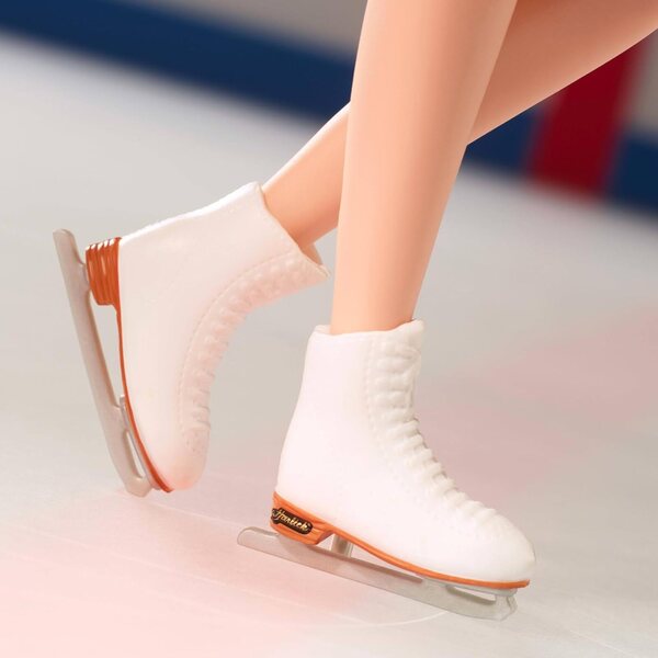 Barbie Kristi Yamaguchi 1992 Sammlerpuppe in schwarzgoldenem Kostüm und weißen Schlittschuhen