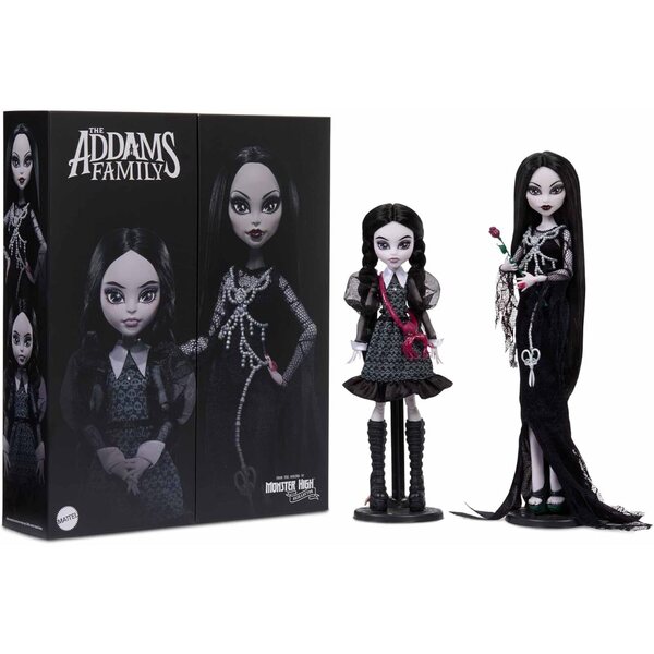 Monster High Skullector Addams Family Zwei Puppen Morticia & Wednesday Total Movement