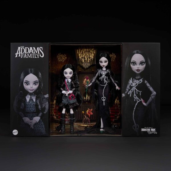 Monster High Skullector Addams Family Due Bambole Morticia & Wednesday Movimento Totale