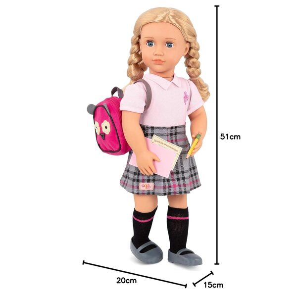 Our Generation Hally Poupée School 46 cm avec chiot et vêtements de sport