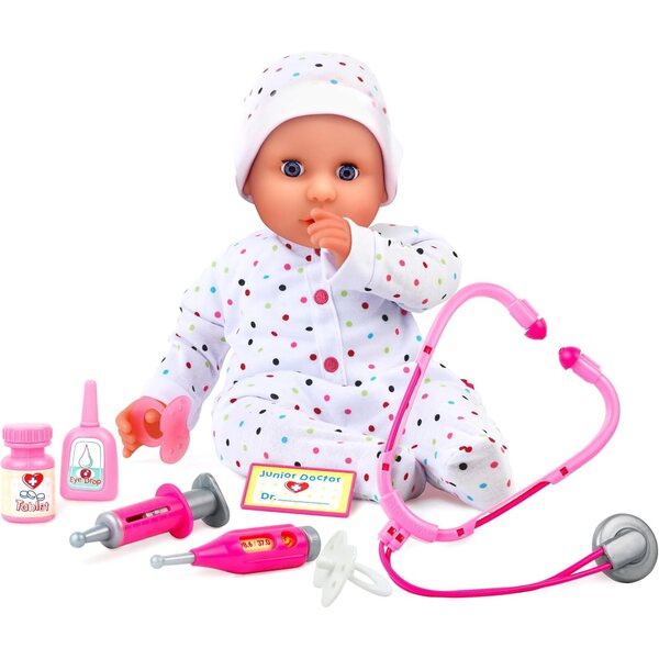 Dolls World Dolly Doctor 46 cm – Medizinisches Poupée mit Deluxe-Kleid und Zubehör