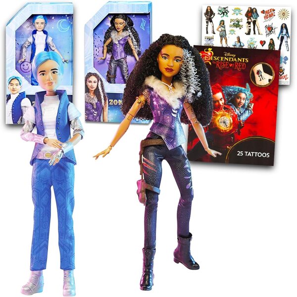 Disney Zombies Set mit 2 Puppen mit Zed und Willa und Aufklebern – Offizielles Spiel für Kinder