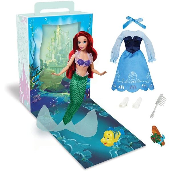 Arielle, die kleine Meerjungfrau, Disney-Puppe, 28 cm, mit zusätzlichem Kleid und Malbuch inklusive