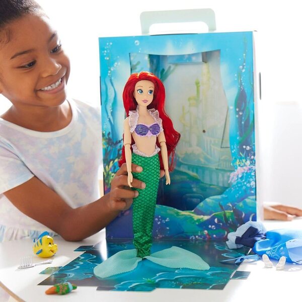 Arielle, die kleine Meerjungfrau, Disney-Puppe, 28 cm, mit zusätzlichem Kleid und Malbuch inklusive