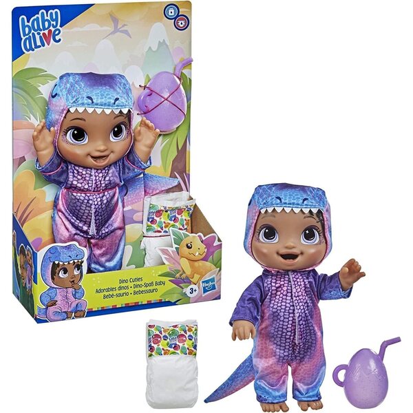 Baby Alive BA Dino Cuties BLKH – Interaktive Puppe für Pflege und Spaß